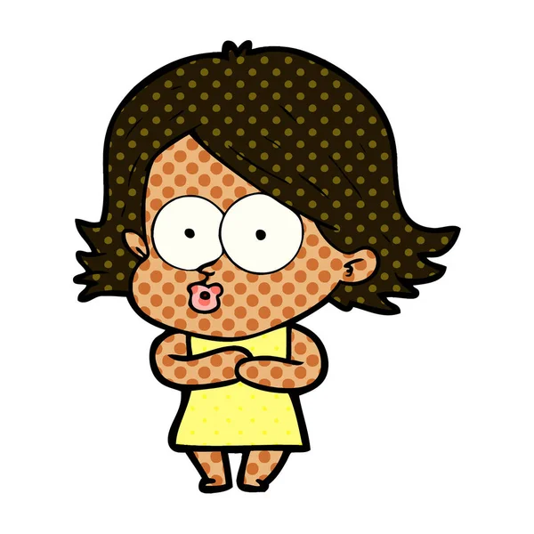 Ilustração Vetorial Desenho Animado Menina Pouting —  Vetores de Stock