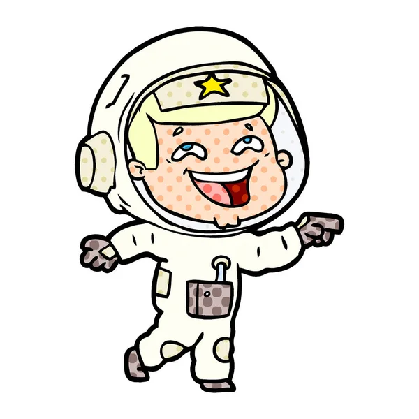 Vektor Ilustrasi Kartun Tertawa Astronot - Stok Vektor