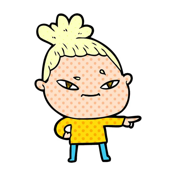 Vector Illustratie Van Cartoon Vrouw — Stockvector