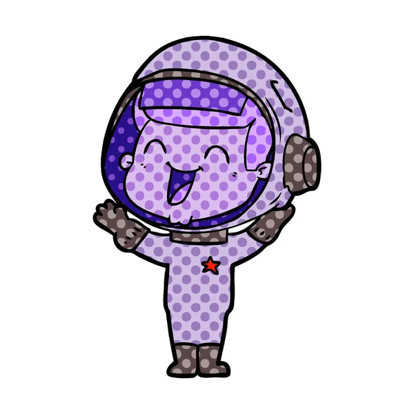Vektorillustration Glad Cartoon Astronaut — Stock vektor