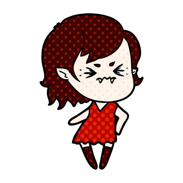 Geërgerd Cartoon Vampier Meisje — Stockvector