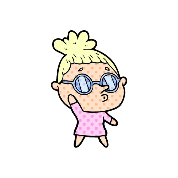 Mujer Dibujos Animados Con Gafas — Vector de stock