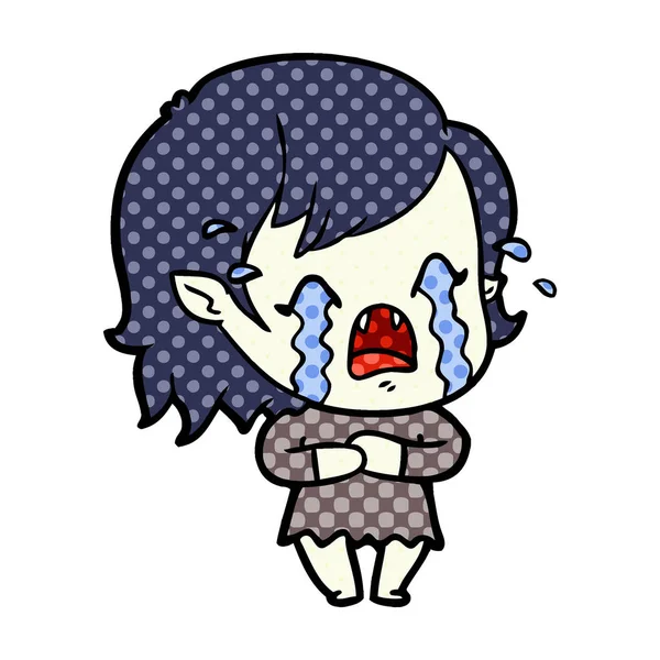 Dessin Animé Pleurer Vampire Fille — Image vectorielle