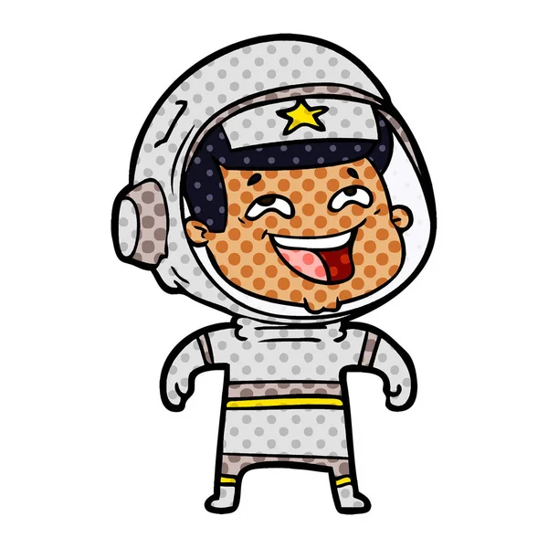 Ilustração Vetorial Astronauta Rindo Dos Desenhos Animados — Vetor de Stock