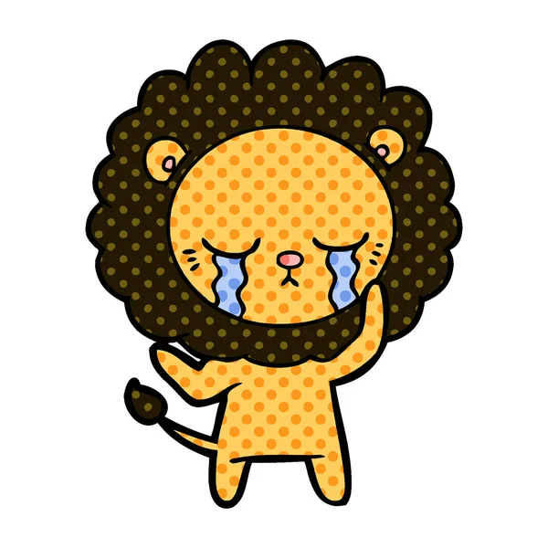 卡通狮子哭泣的矢量插图 — 图库矢量图片