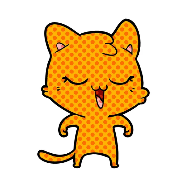 Vector Illustration Happy Cartoon Cat — Stock Vector