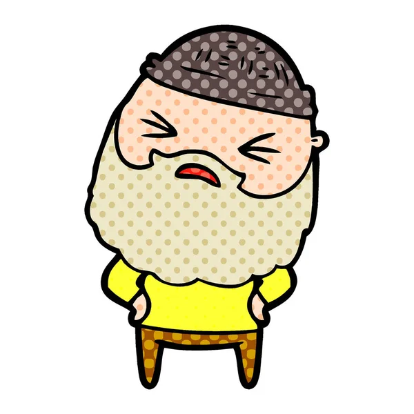 Uomo Dei Cartoni Animati Con Barba — Vettoriale Stock