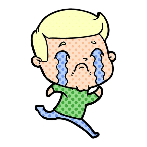 Vector Illustration Cartoon Man Crying — Stock Vector