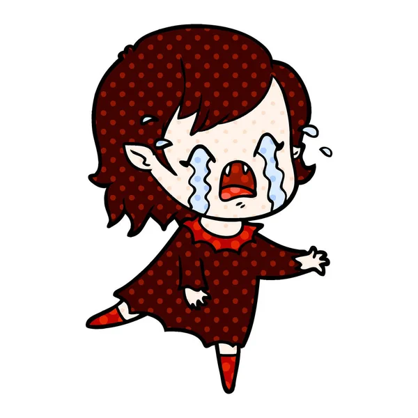 Cartoon Gråtande Vampyr Flicka — Stock vektor