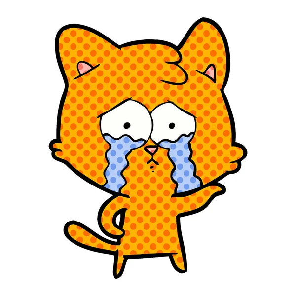 Vektorové Ilustrace Kreslené Pláče Kočka — Stockový vektor