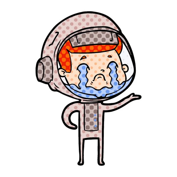 Vector Illustration Cartoon Crying Astronaut — Stock Vector