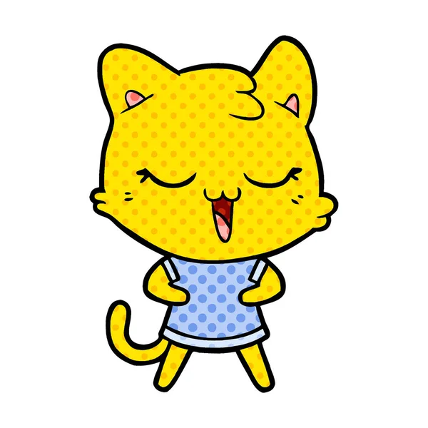 Vectorillustratie Van Happy Cartoon Kat — Stockvector