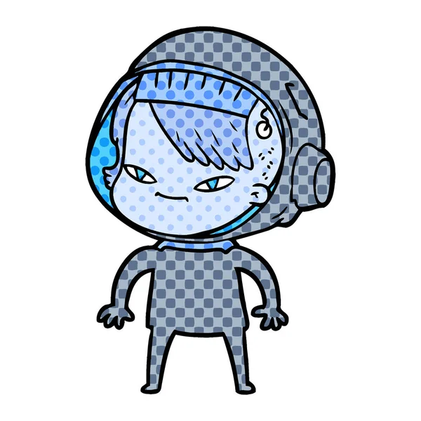 Vector Ilustración Dibujos Animados Astronauta Mujer — Vector de stock