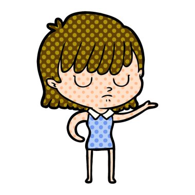 Çizgi filmdeki kadının vektör çizimi