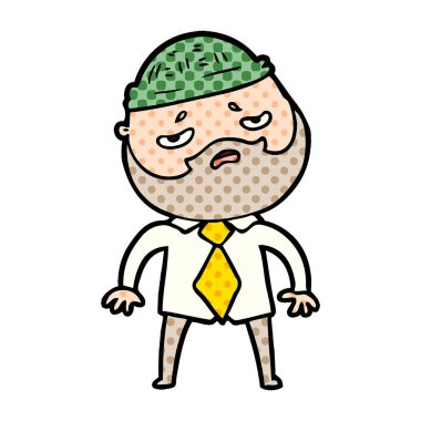 Sakallı endişeli adam çizgi film