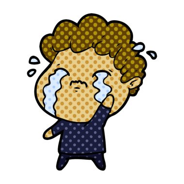 vektör çizim karikatür adam ağlıyor