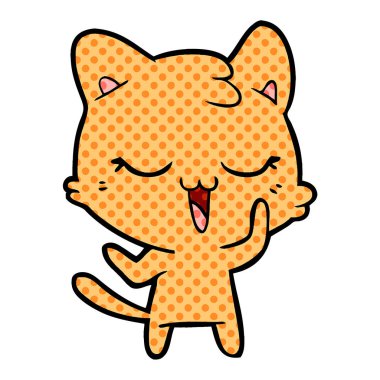 vektör çizim karikatür mutlu kedi