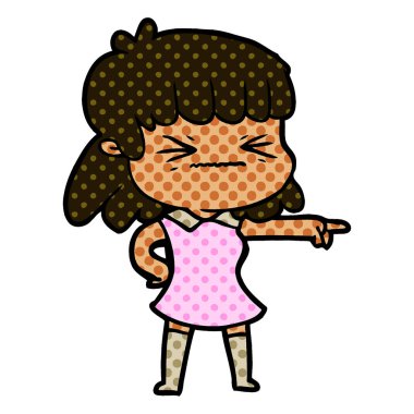 Çizgi filmdeki kadının vektör çizimi