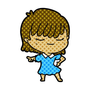 Çizgi filmdeki kadının vektör çizimi