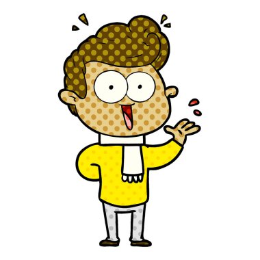 vektör çizim karikatür dostum heyecanlı