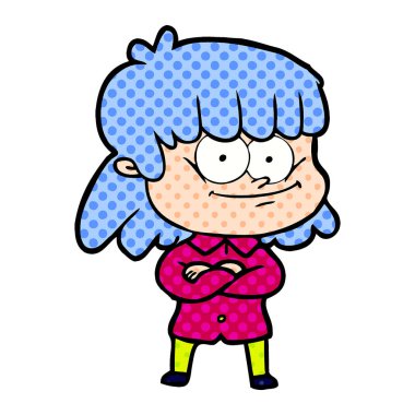 vektör çizim karikatür gülümseyen kadın