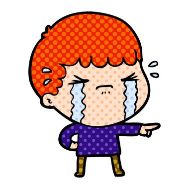 vektör çizim karikatür adam ağlıyor