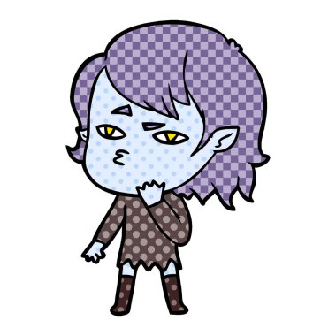 Çizgi filmdeki vampir kızın vektör çizimi