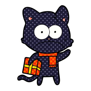 vektör çizim karikatür gergin kedi