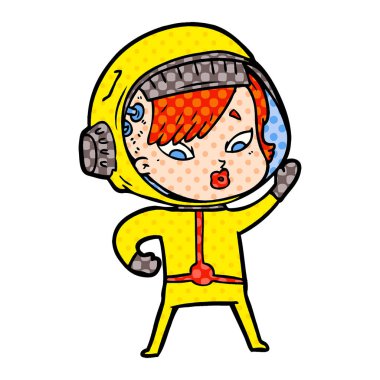 vektör çizim karikatür astronot kadın
