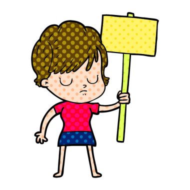 Çizgi filmdeki kadının vektör çizimi