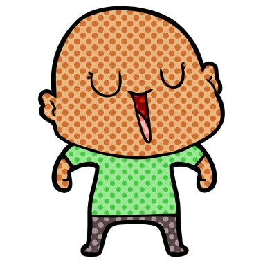 mutlu karikatür kel adam