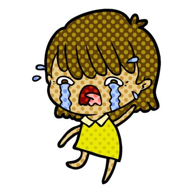 vektör çizim karikatür kız ağlıyor