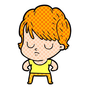 Çizgi filmdeki kadının vektör çizimi