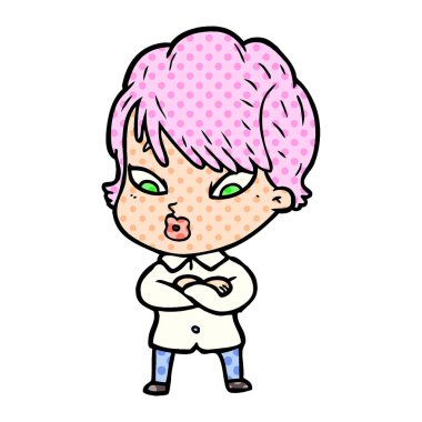 Çizgi filmdeki kadının vektör çizimi