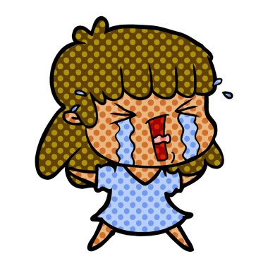 vektör çizim karikatür kadının ağladığını