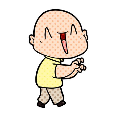 mutlu karikatür kel adam