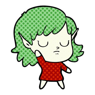 vektör çizim karikatür elf kızı