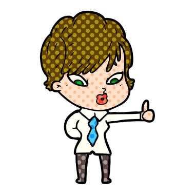 Çizgi filmdeki kadının vektör çizimi