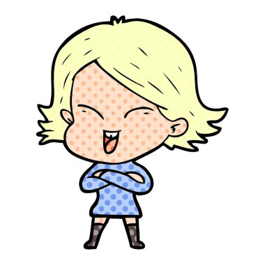 mutlu çizgi film kız vektör çizim