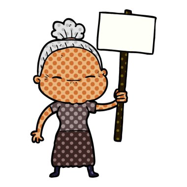 çizgi film huzurlu yaşlı kadın