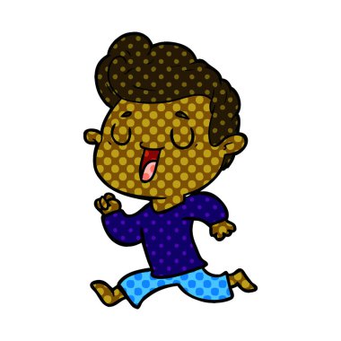 mutlu çizgi film adam vektör çizim