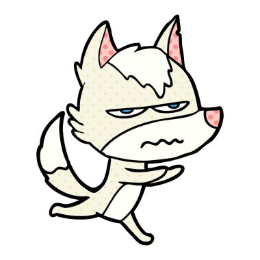 vektör çizim karikatür rahatsız kurt