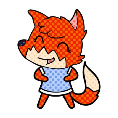 mutlu karikatür fox vektör çizim