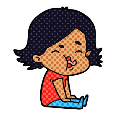 çizgi film kız yüz çekerek