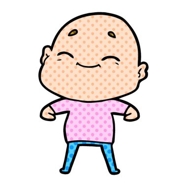mutlu karikatür kel adam
