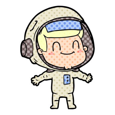 mutlu karikatür astronot vektör çizim