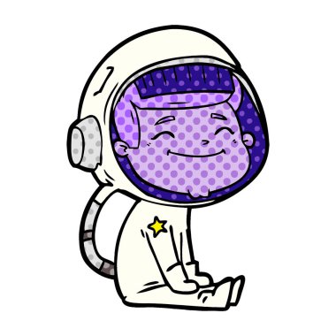 mutlu karikatür astronot vektör çizim