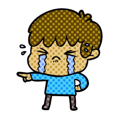 vektör çizim karikatür çocuk ağlıyor