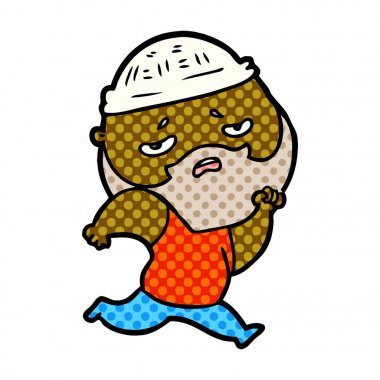 Sakallı endişeli adam çizgi film