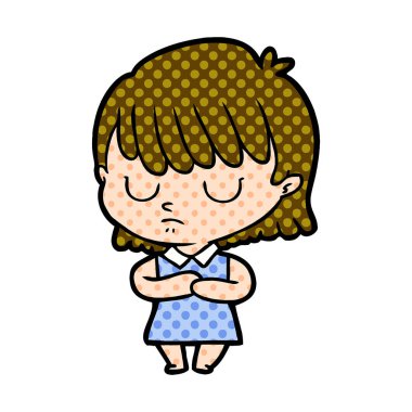 Çizgi filmdeki kadının vektör çizimi